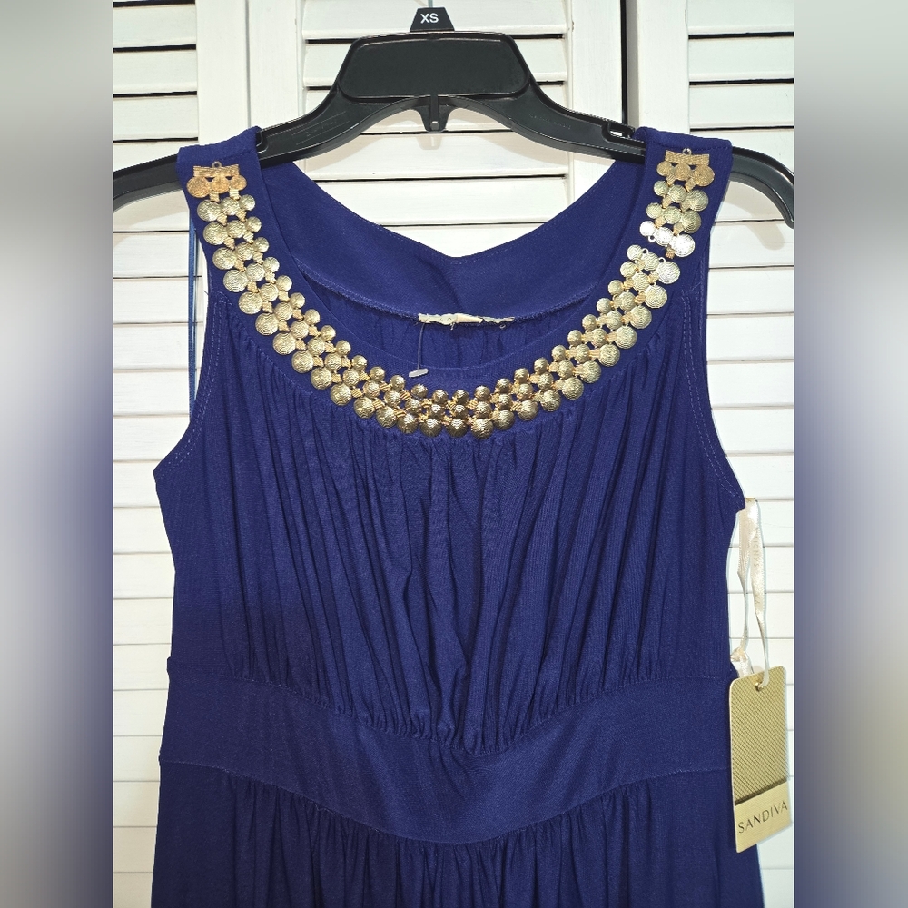 Sandiva Women's M Elegant Navy Blue Dress NEW - Picture 2 of 10